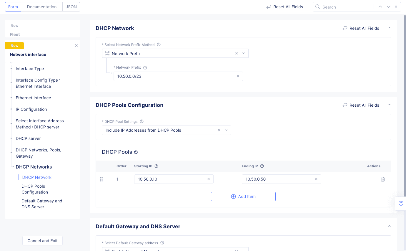 Figure: DHCP Network Configuration