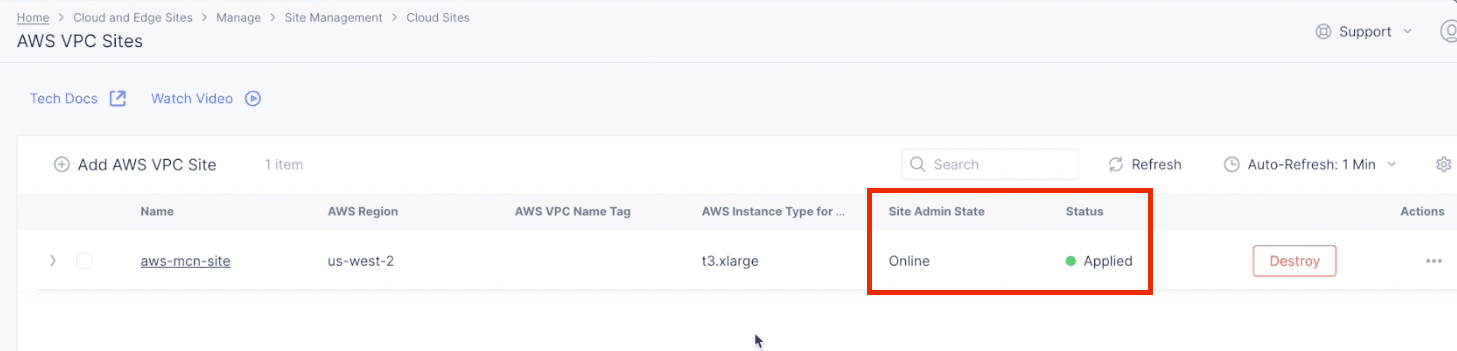 Figure: VPC Object Online