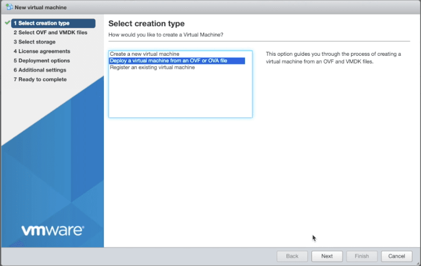 Figure: Create New VM from OVA Template