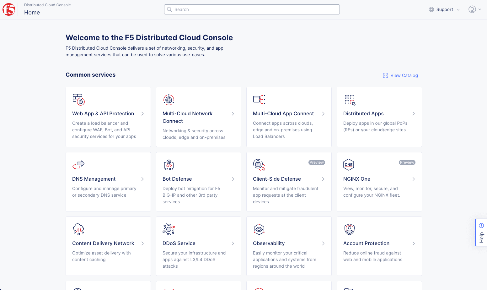 Figure: Home Page Common Services