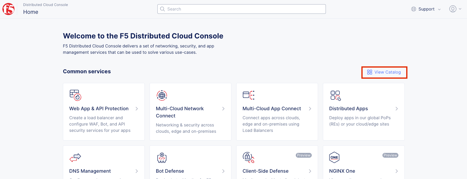 Figure: View the Catalog from the Home Page