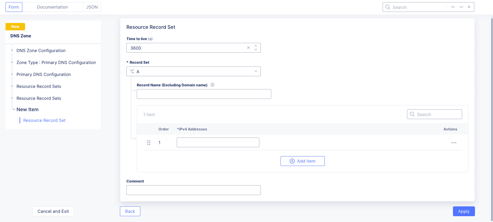 Figure: Resource Record Configuration
