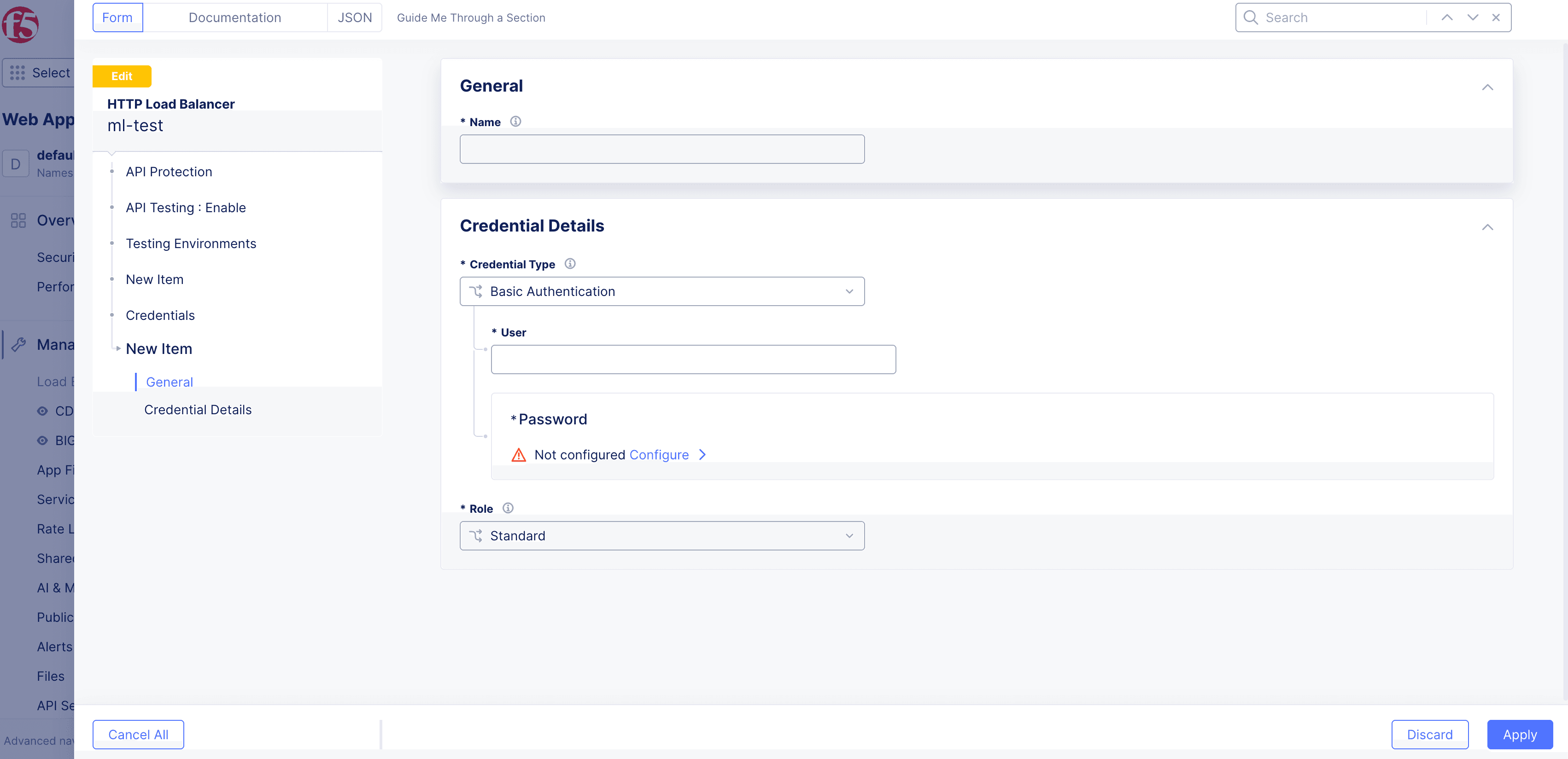Figure: Add Credentials