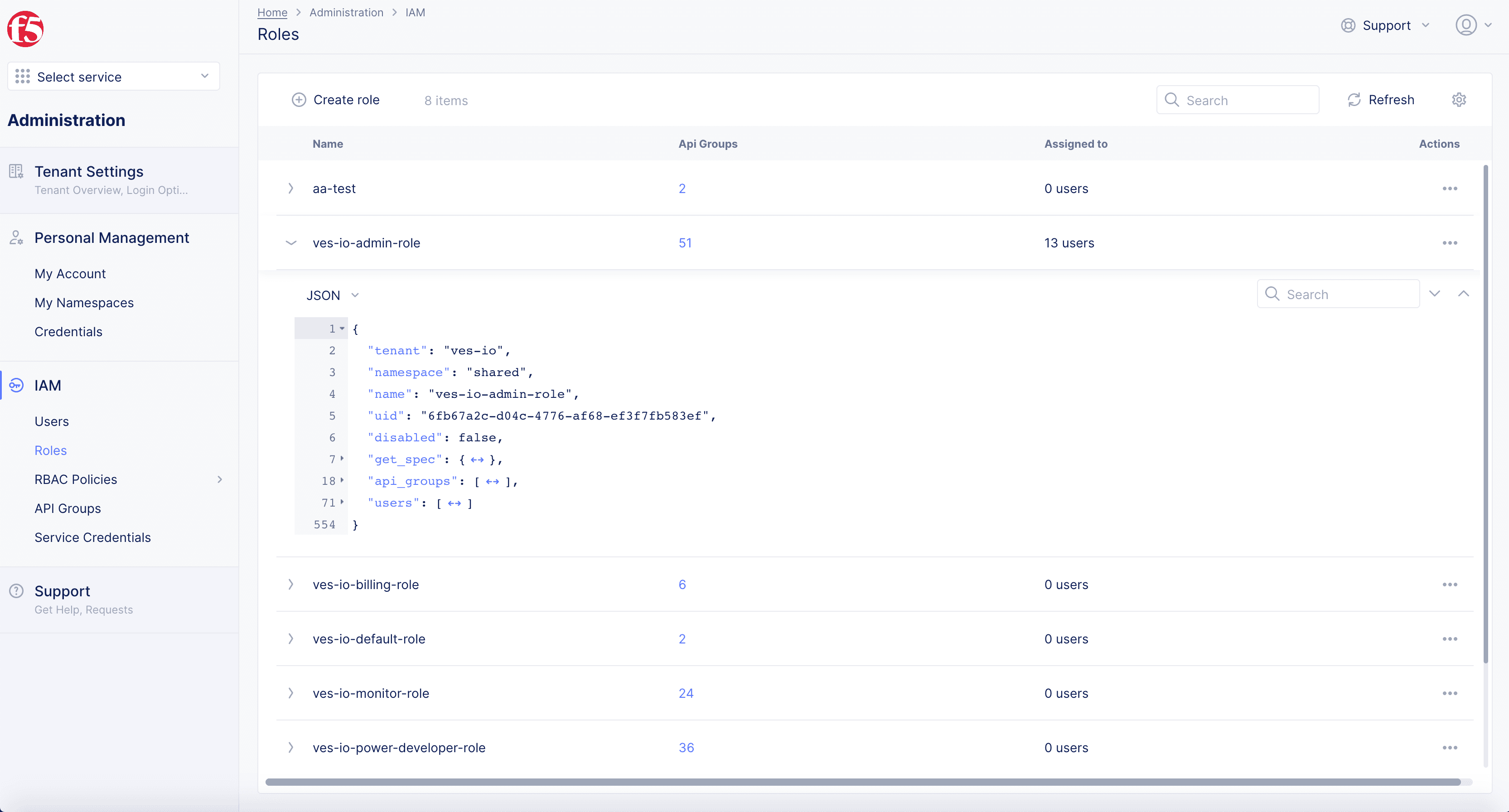 Figure: In-built RBAC Policy Rules