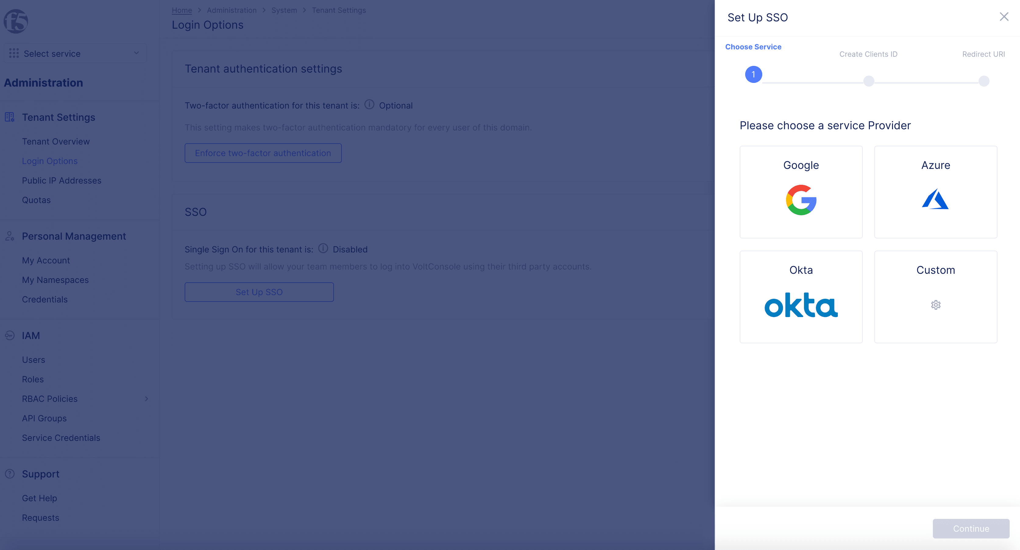 Figure: SSO Setup Page