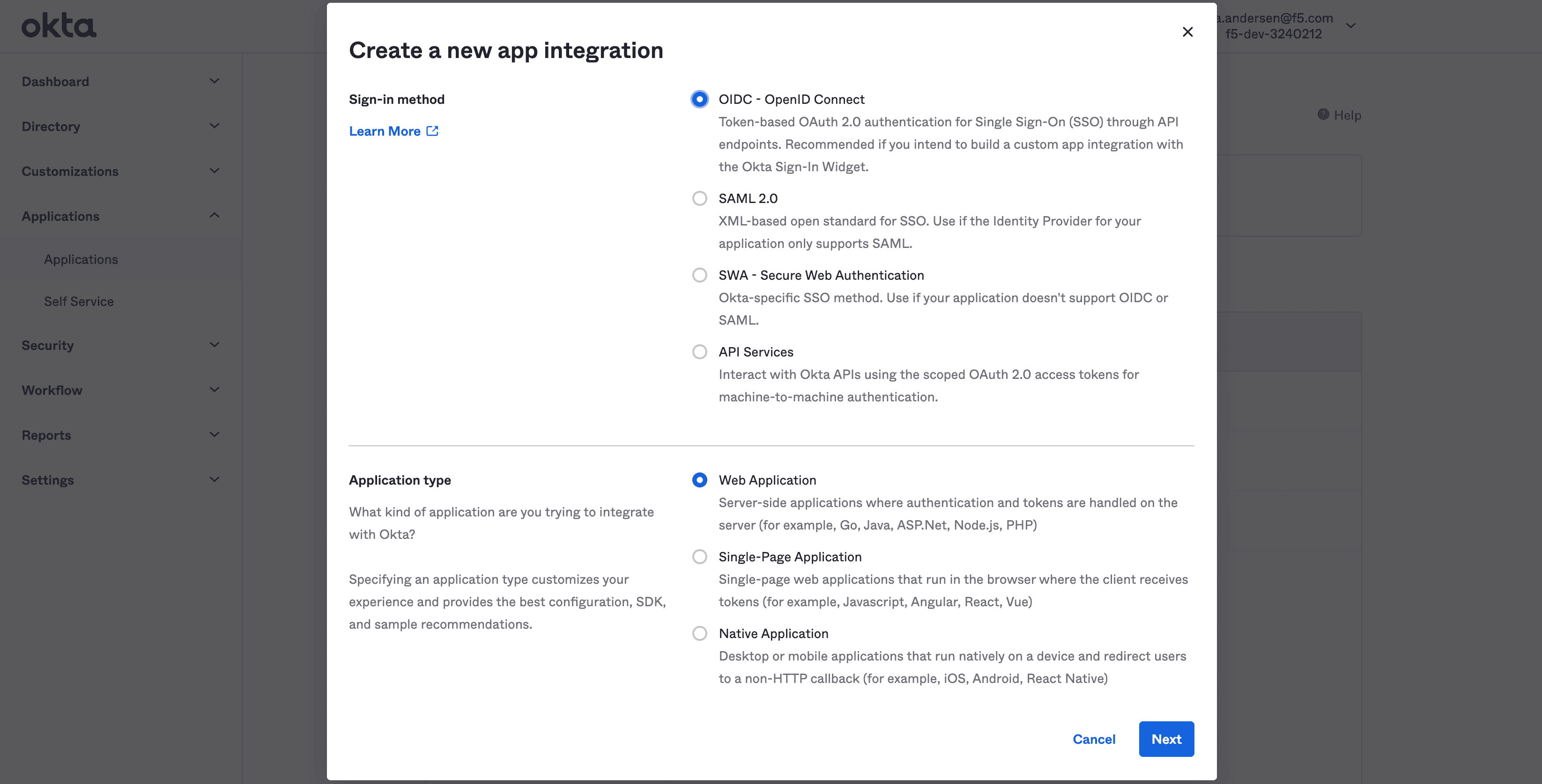 Figure: OIDC Integration Creation