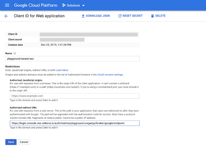 Figure: Configure Redirect URI