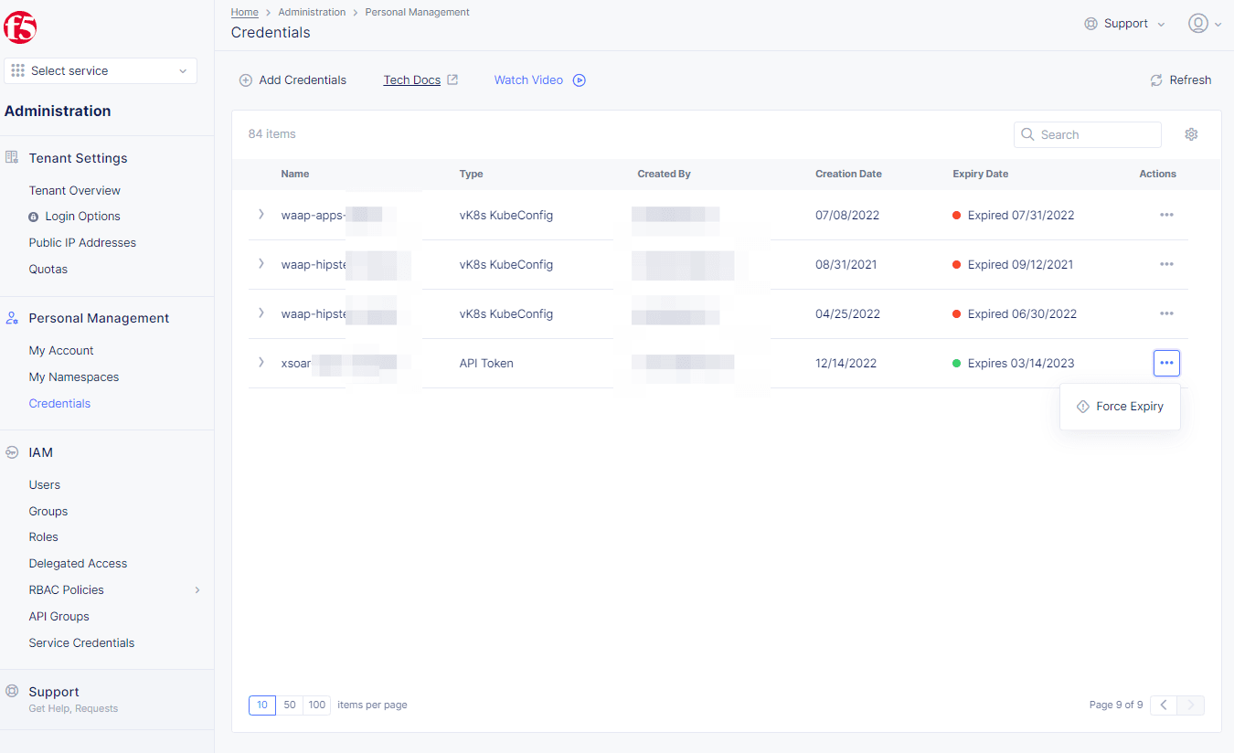 Figure: API Token Force Expiry Option