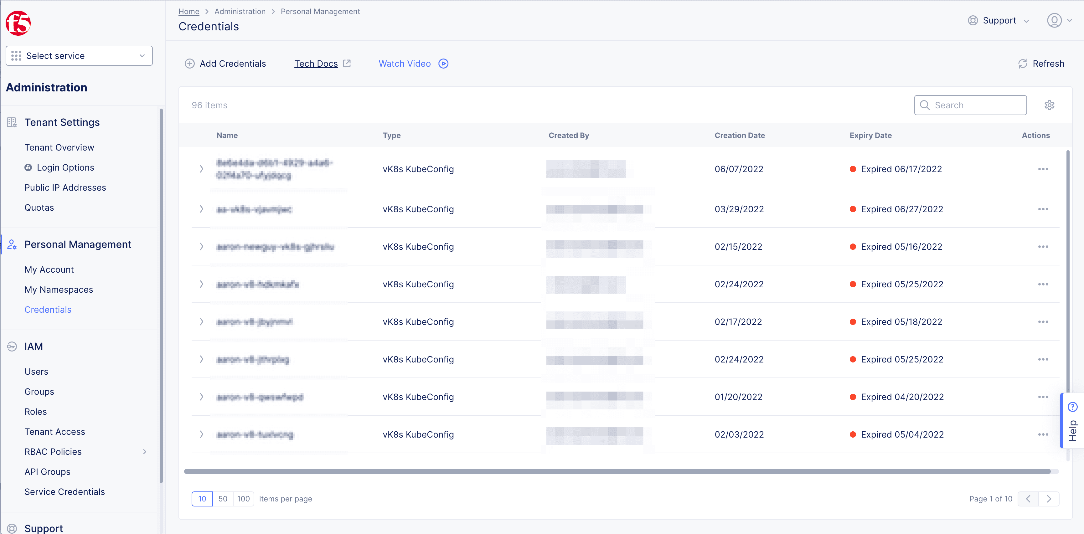 Figure: Create Credentials