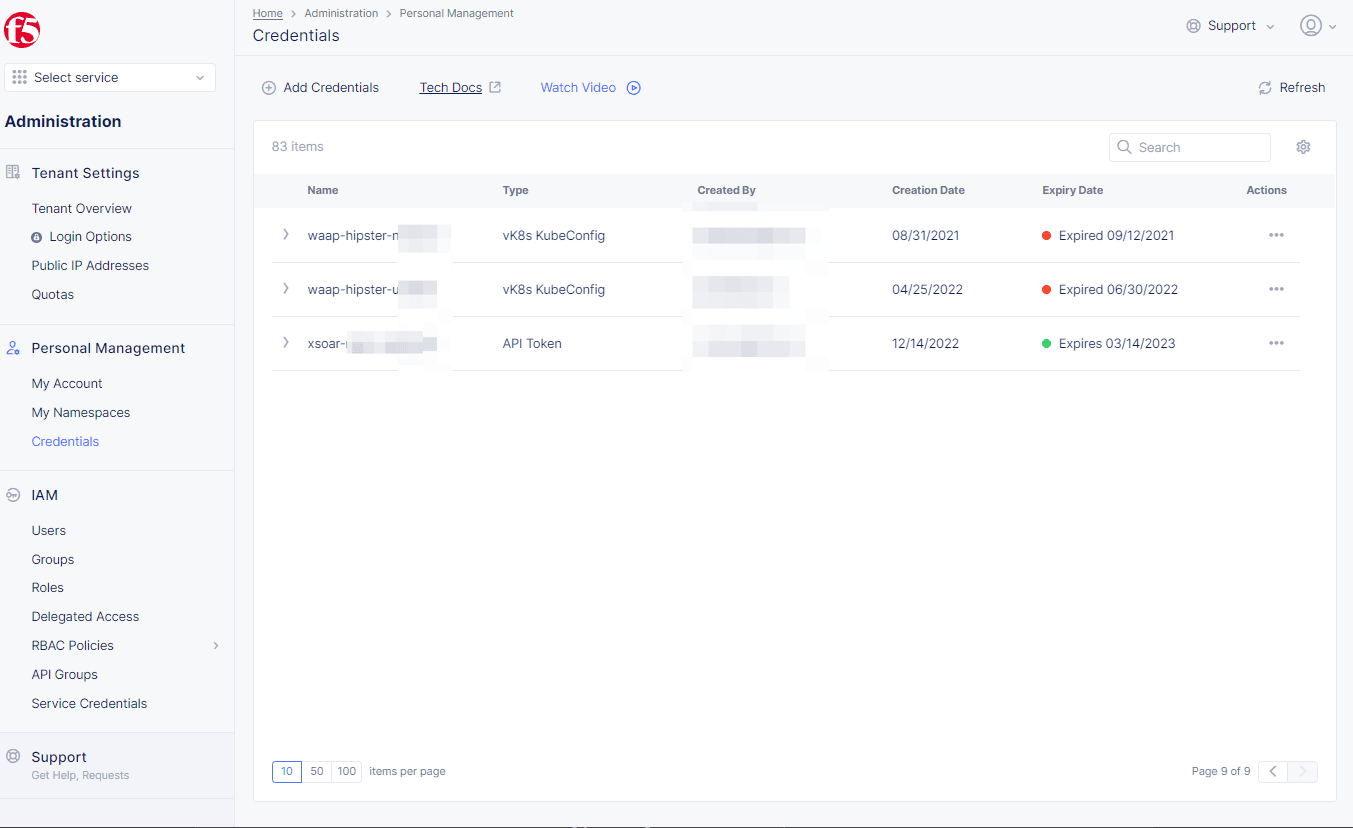 Figure: Create Credentials