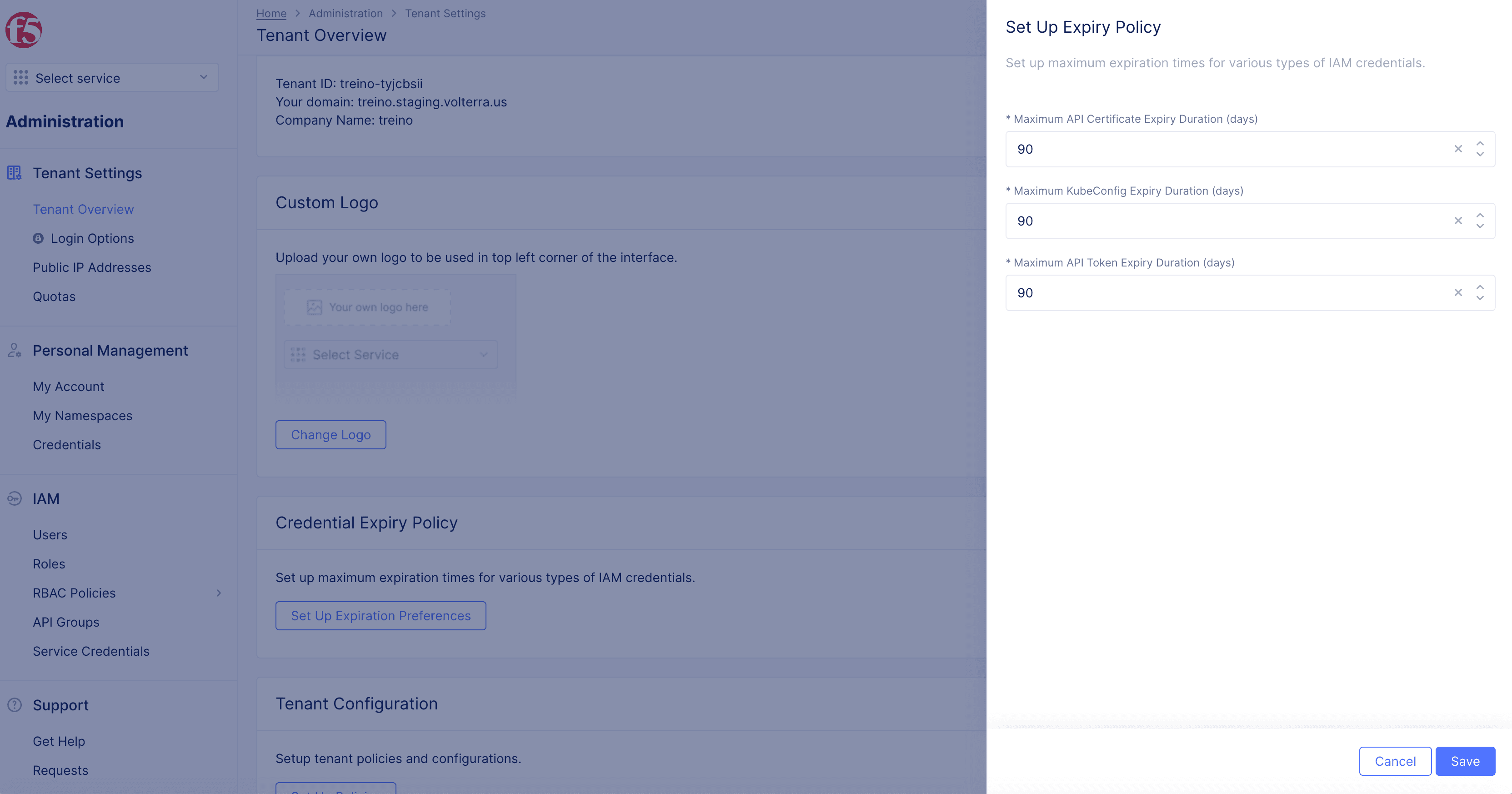 Figure: Set Credentials Expiry