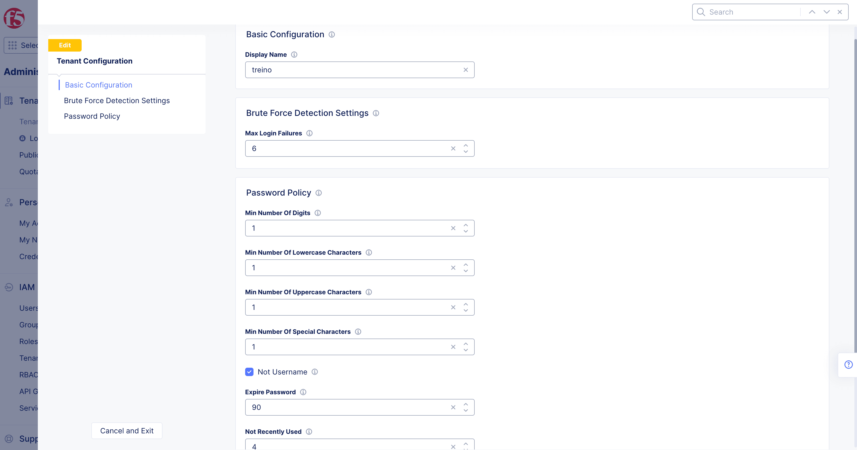 Figure: Basic and Bruteforce Detection Settings