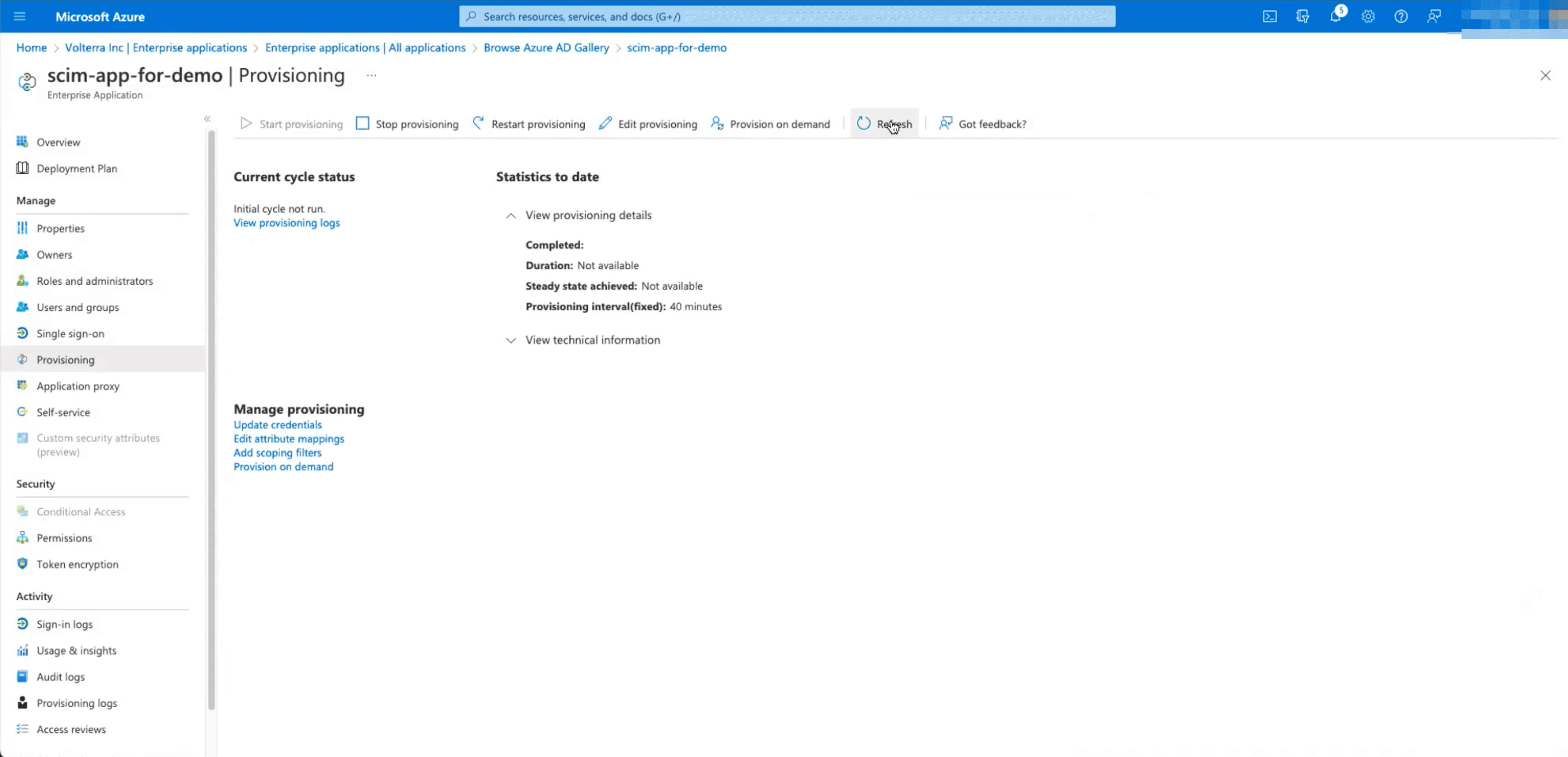 Figure: Azure Provisioning