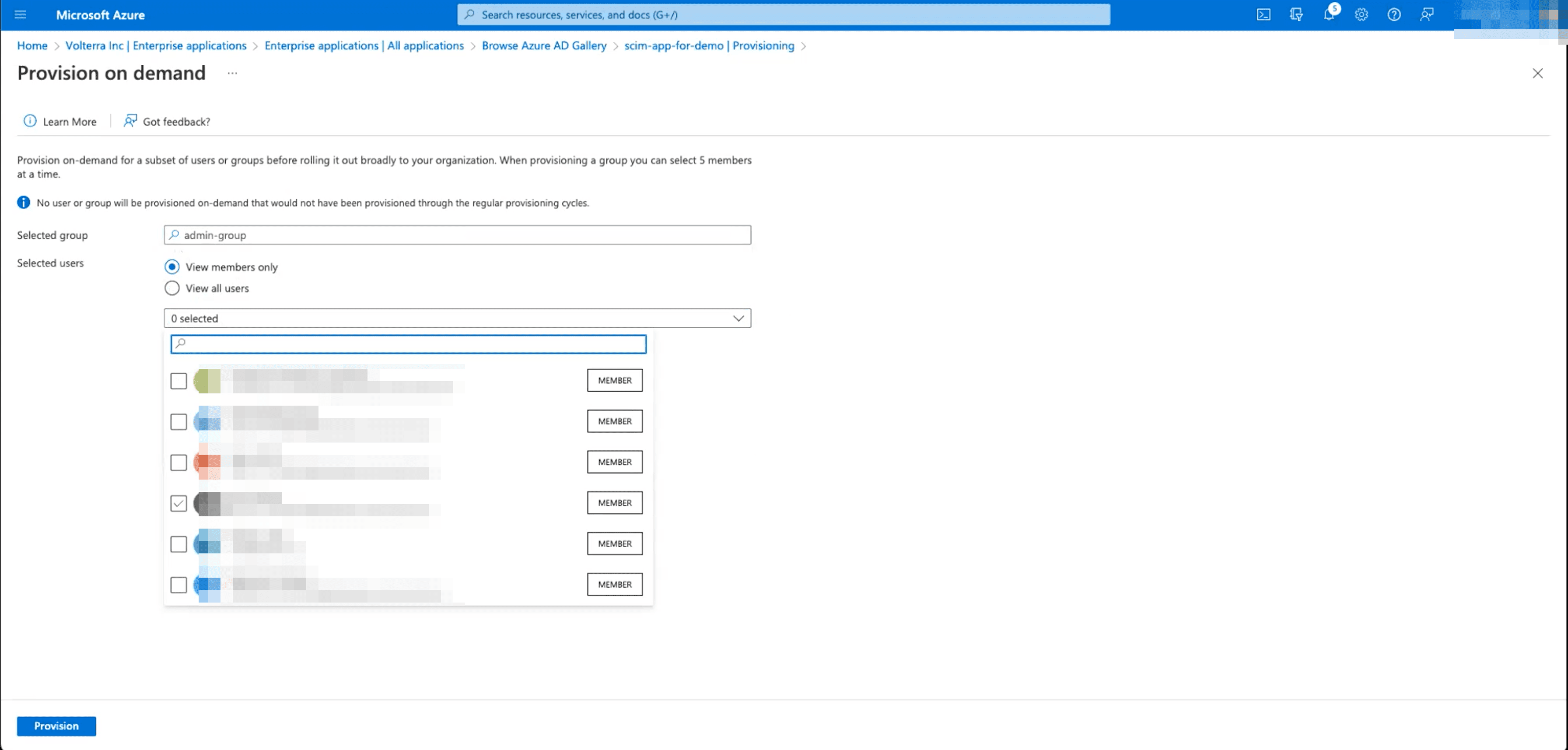 Figure: Azure Provision on Demand