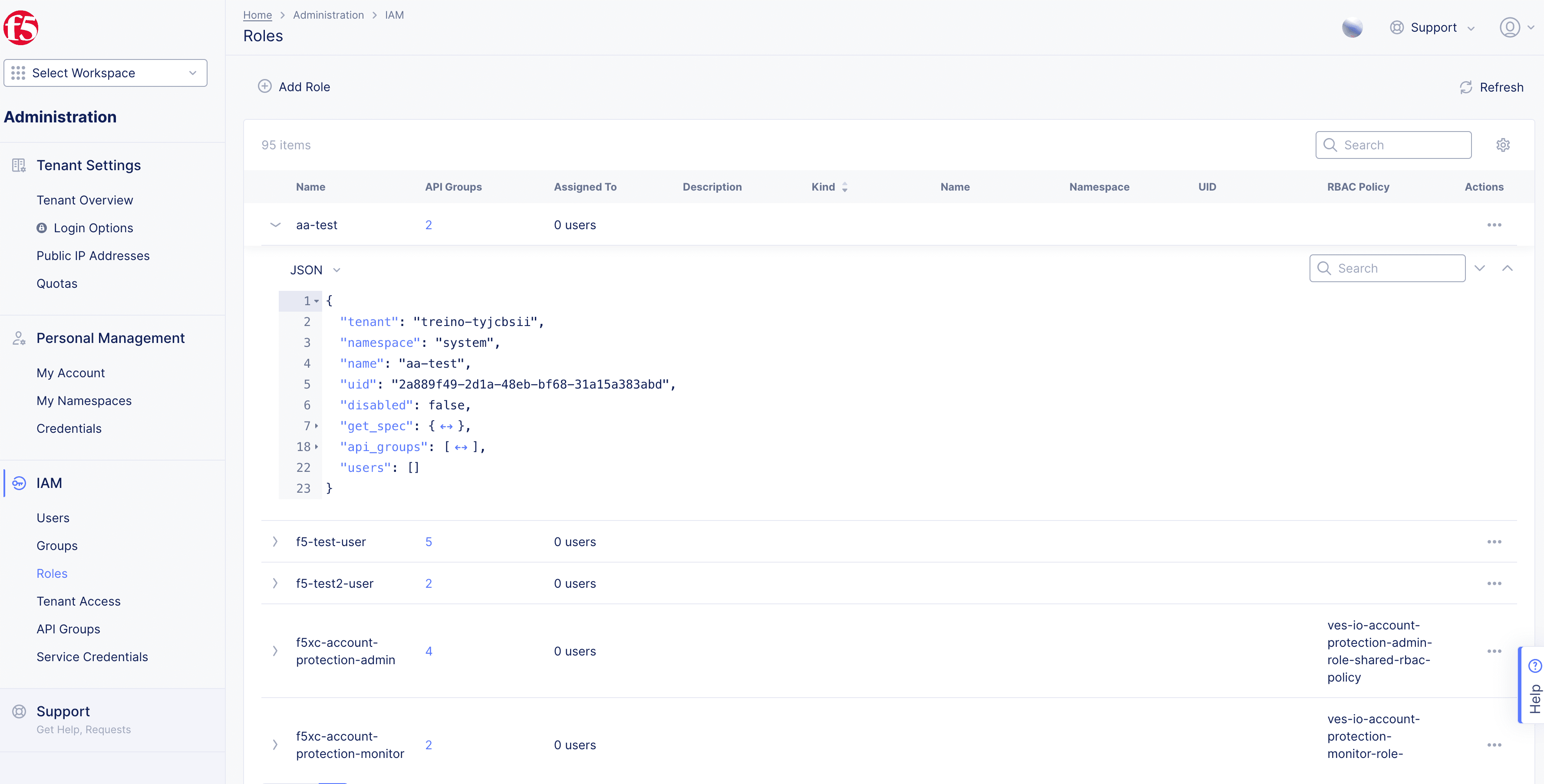 Figure: In-built RBAC Policy Rules