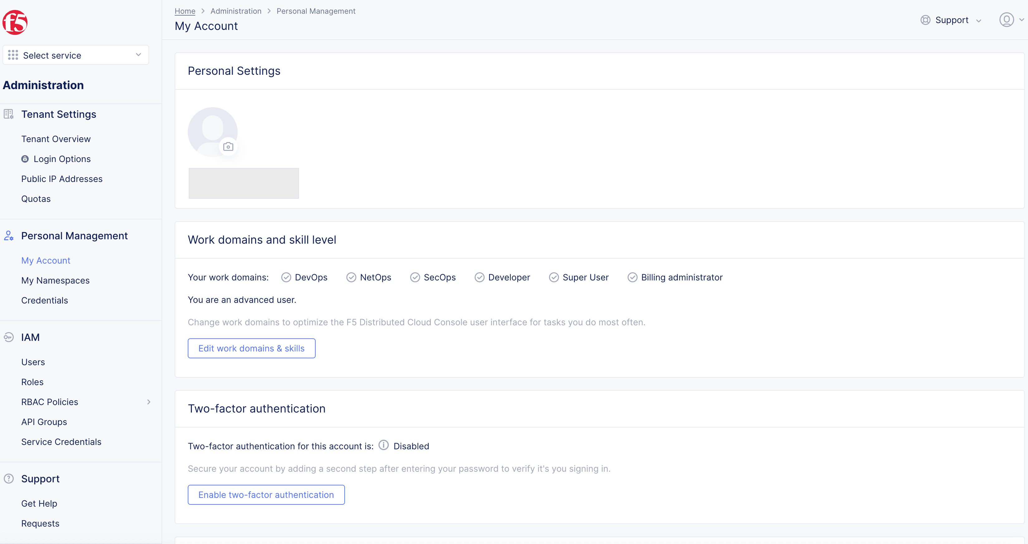 User Personal Settings | F5 Distributed Cloud Technical Knowledge