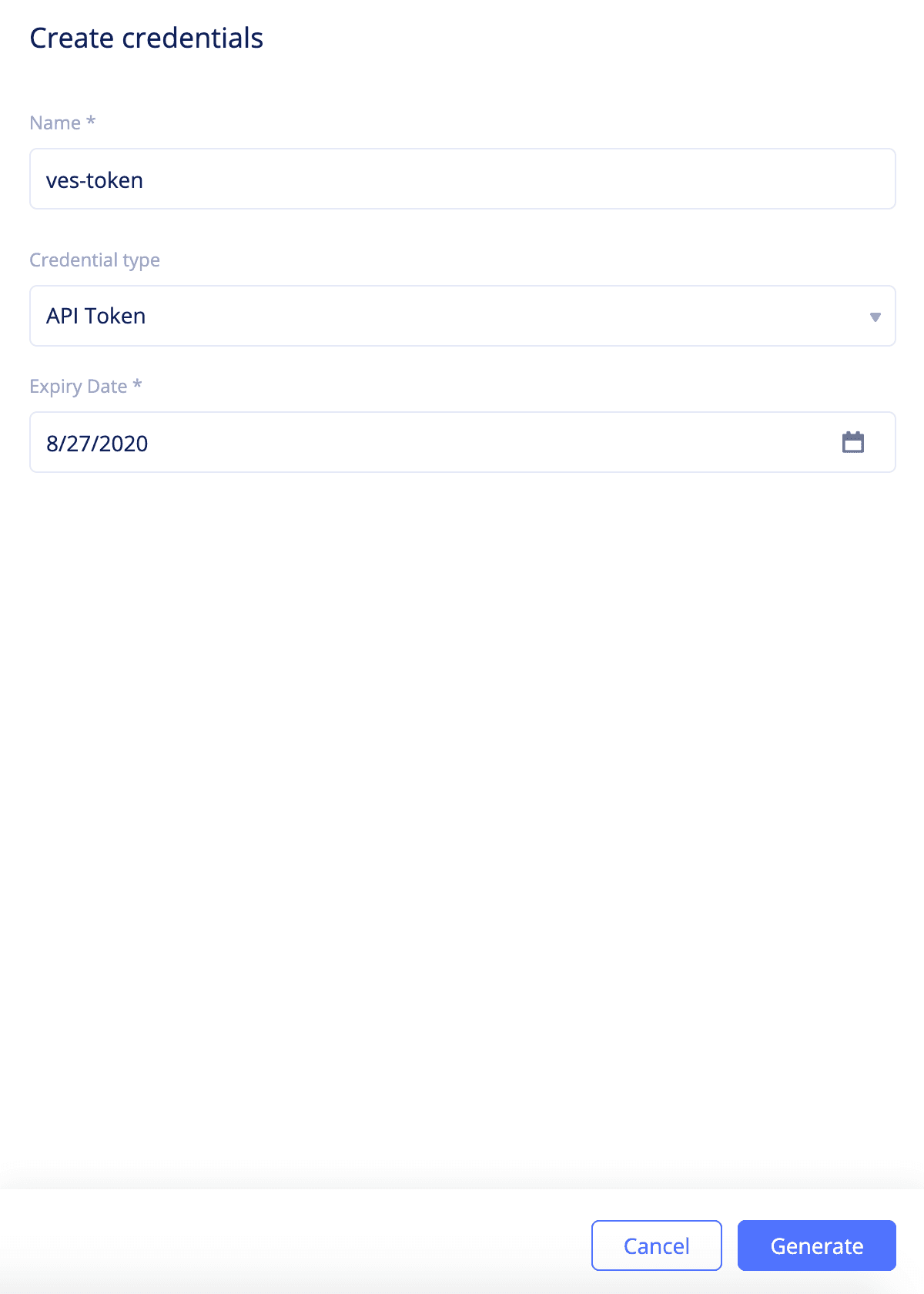 Figure: Create Credentials
