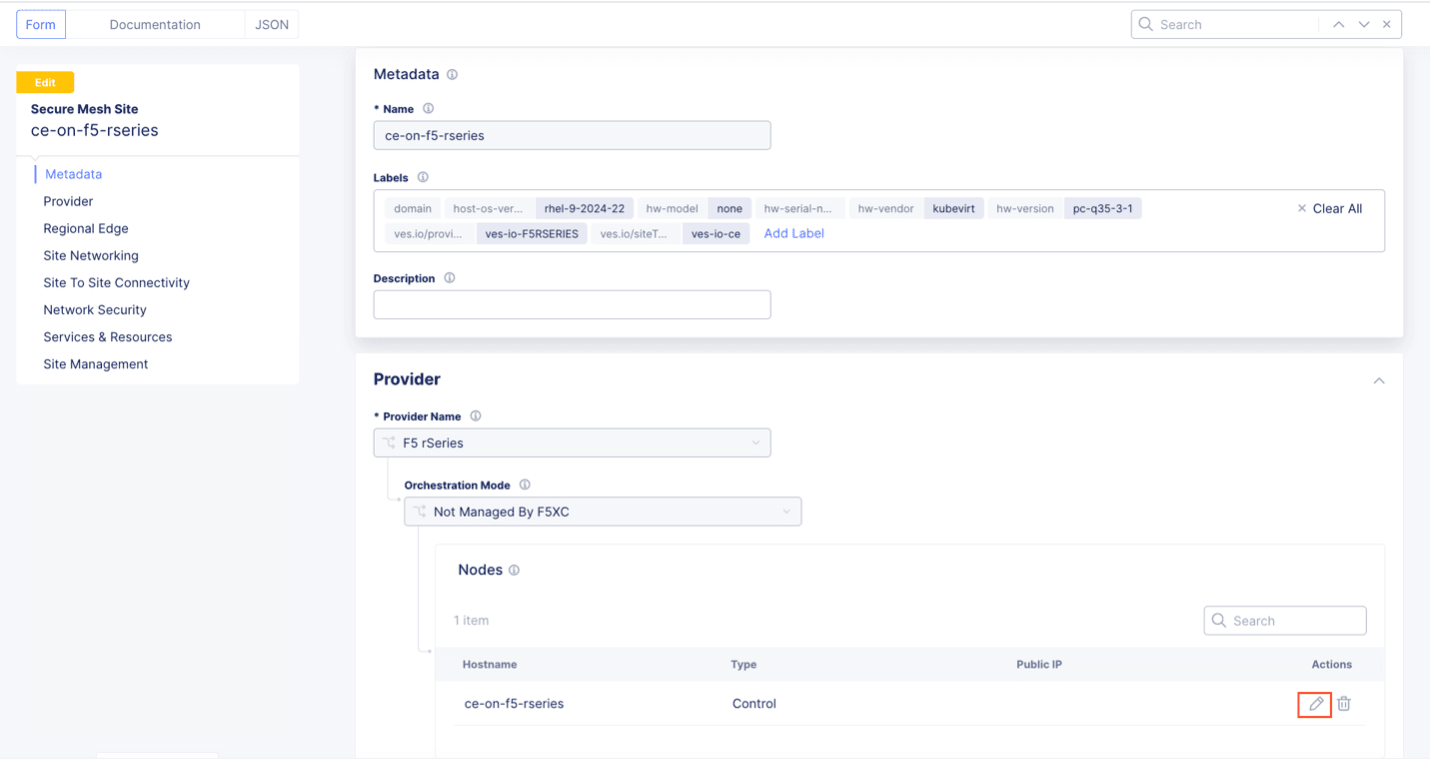 Figure: Node Edit