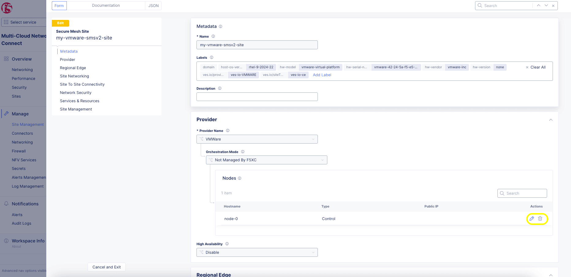 Figure: Edit Node Configuration