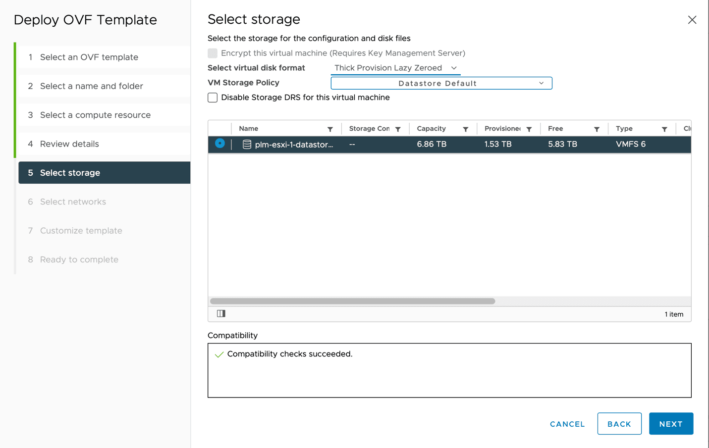 Figure: Select storage