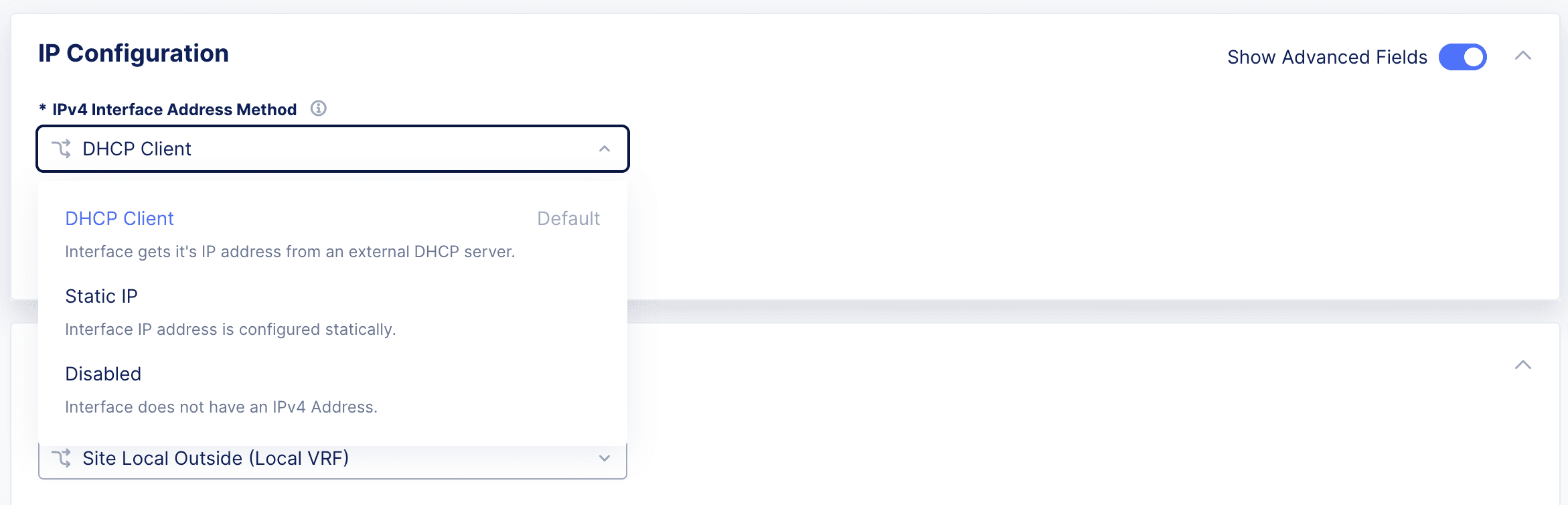 Figure: IP Address Configuration