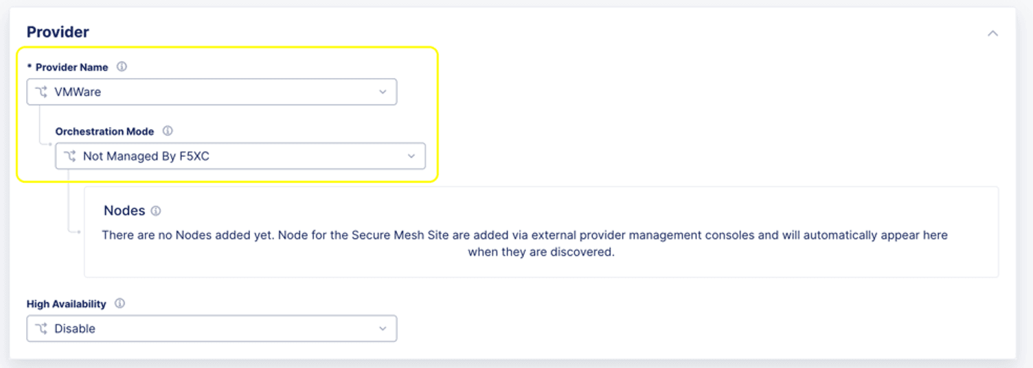 Figure: Select VMware