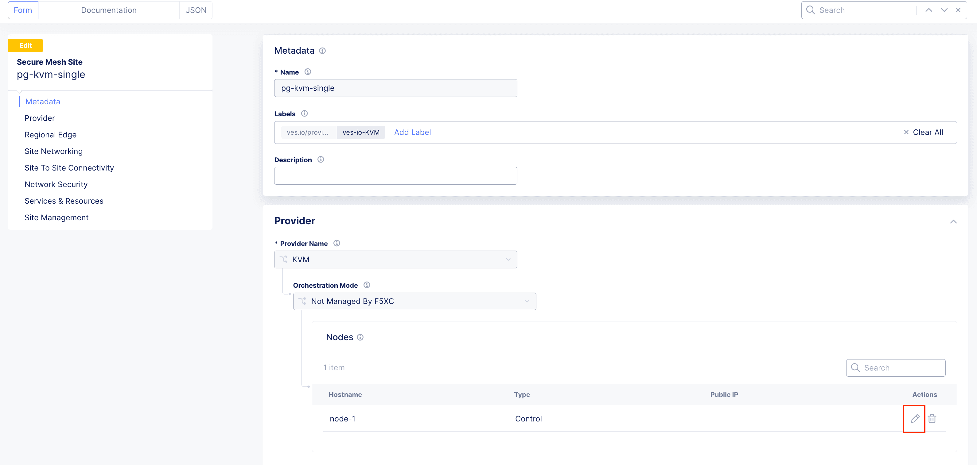 Figure: Node Edit