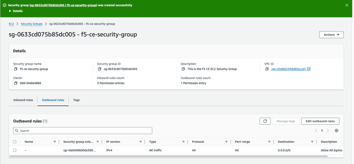 Figure: Verify Security Groups Rules