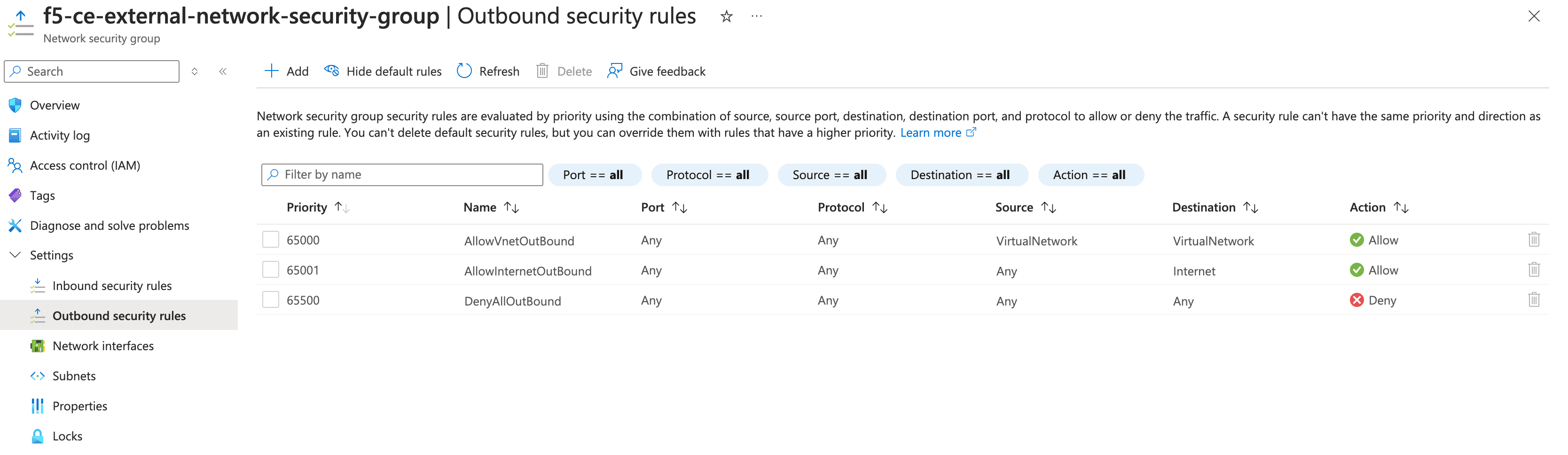 Figure: Outbound Rules