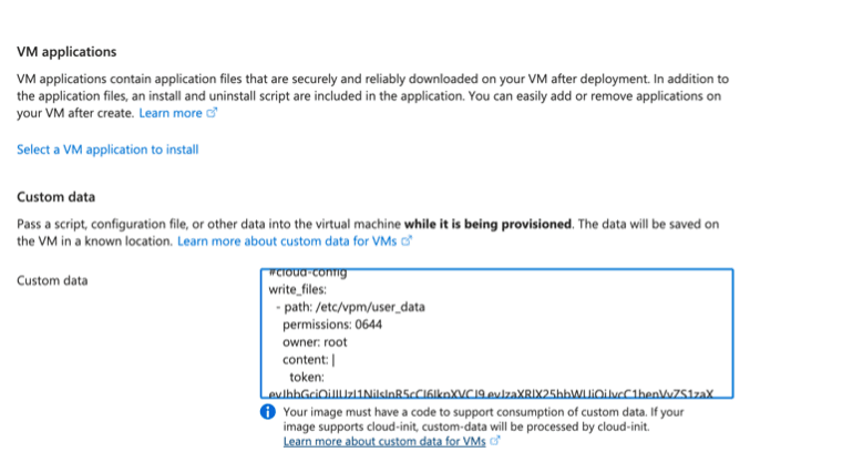 Figure: Configure VM User Data