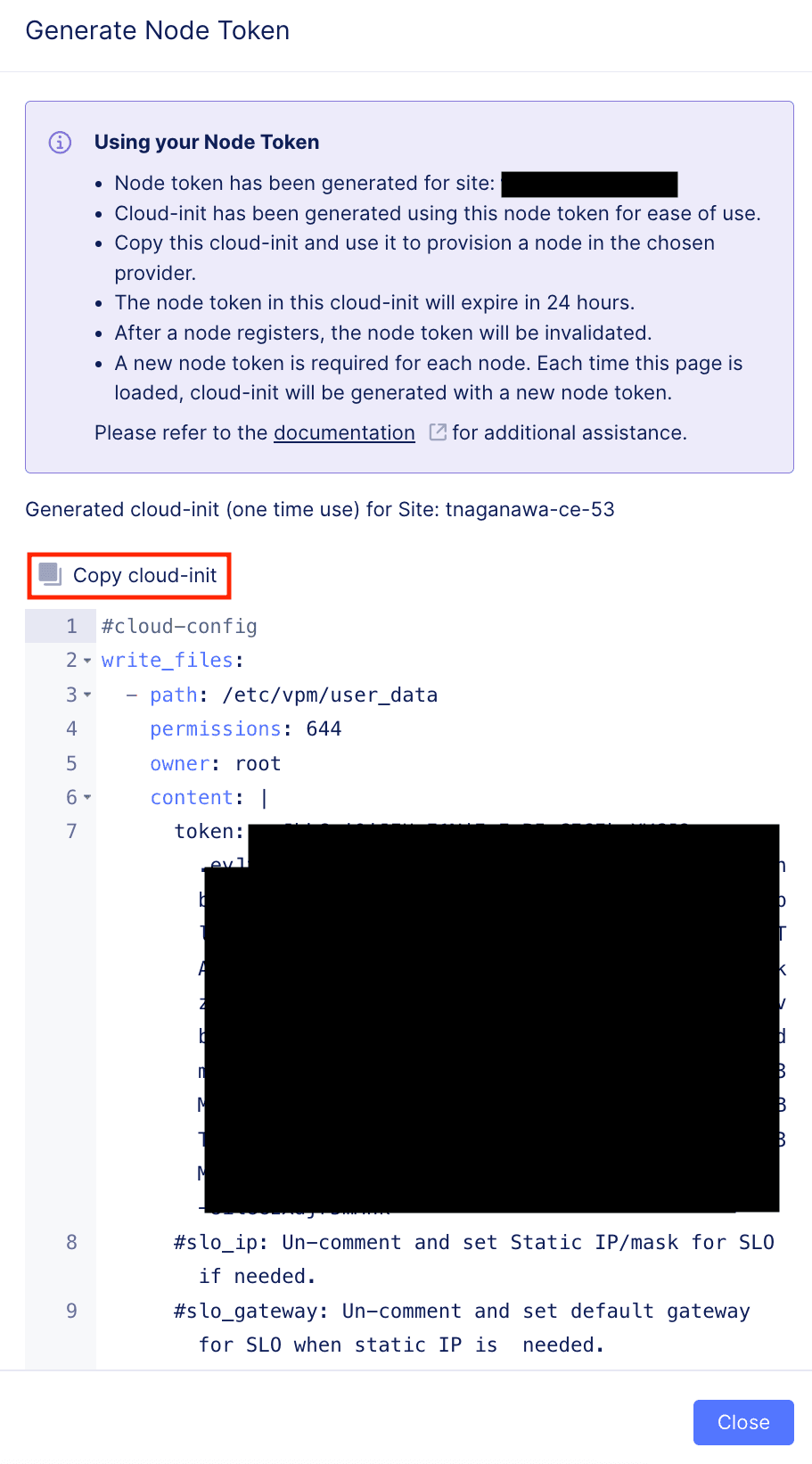 Figure: Copy Node Token