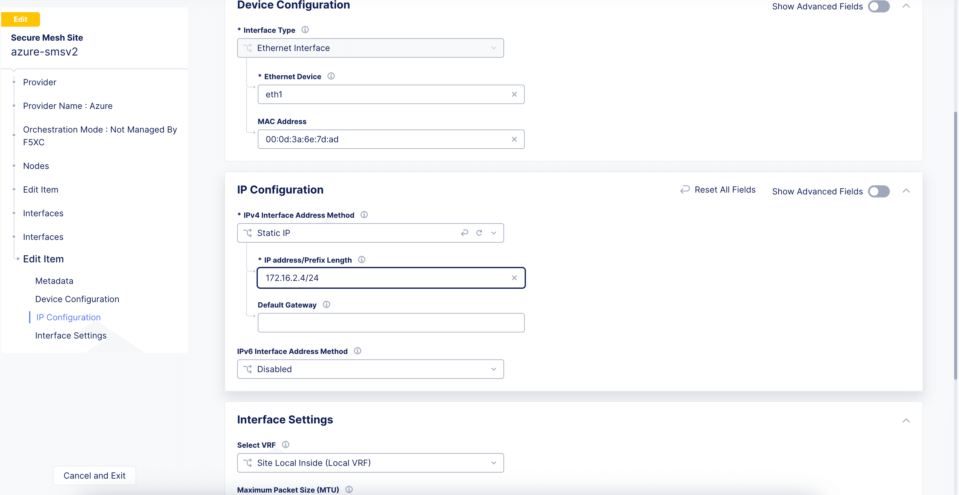 Figure: Edit Interface