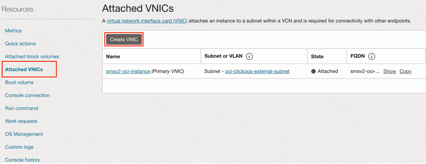 Figure: Create VNIC