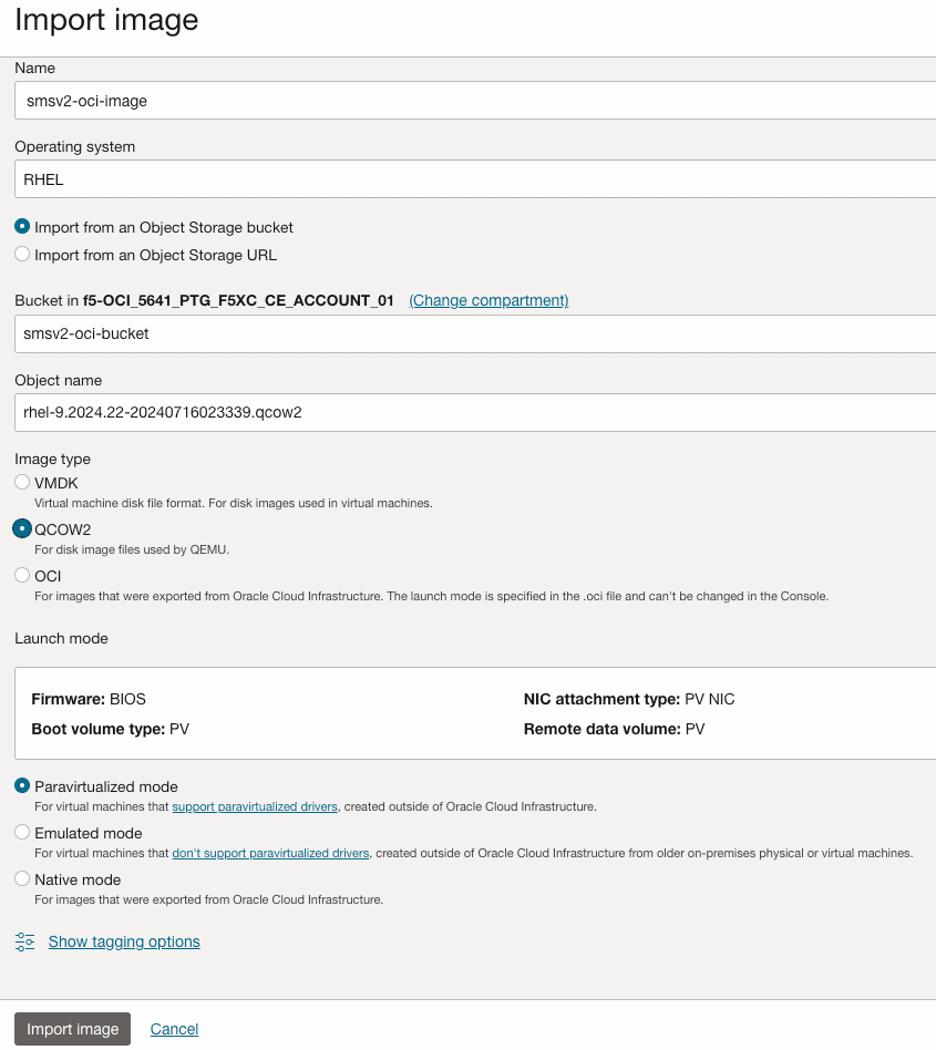 Figure: Custom Image Parameters