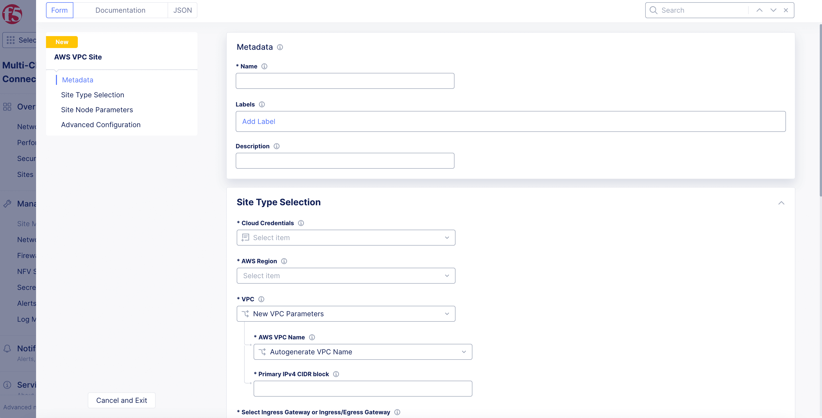 Figure: AWS Site Set Up