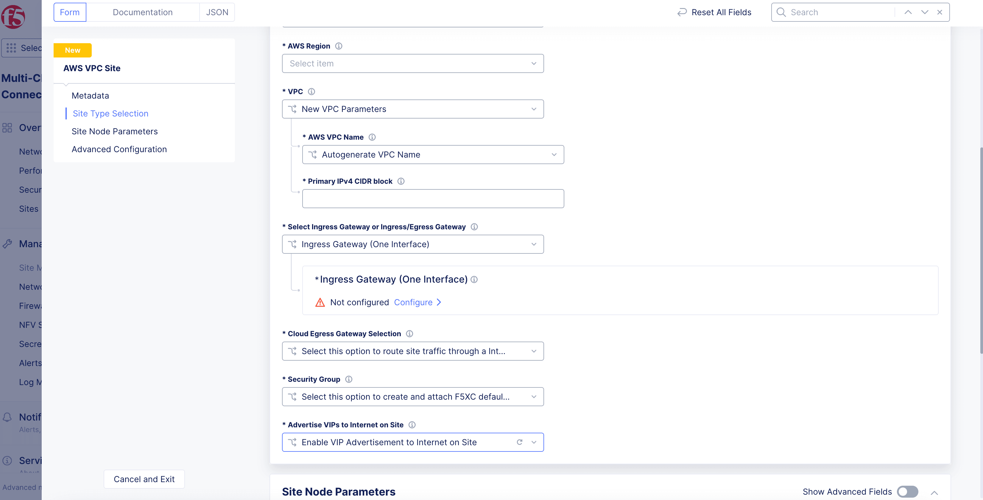 Figure: Internet VIP Configuration