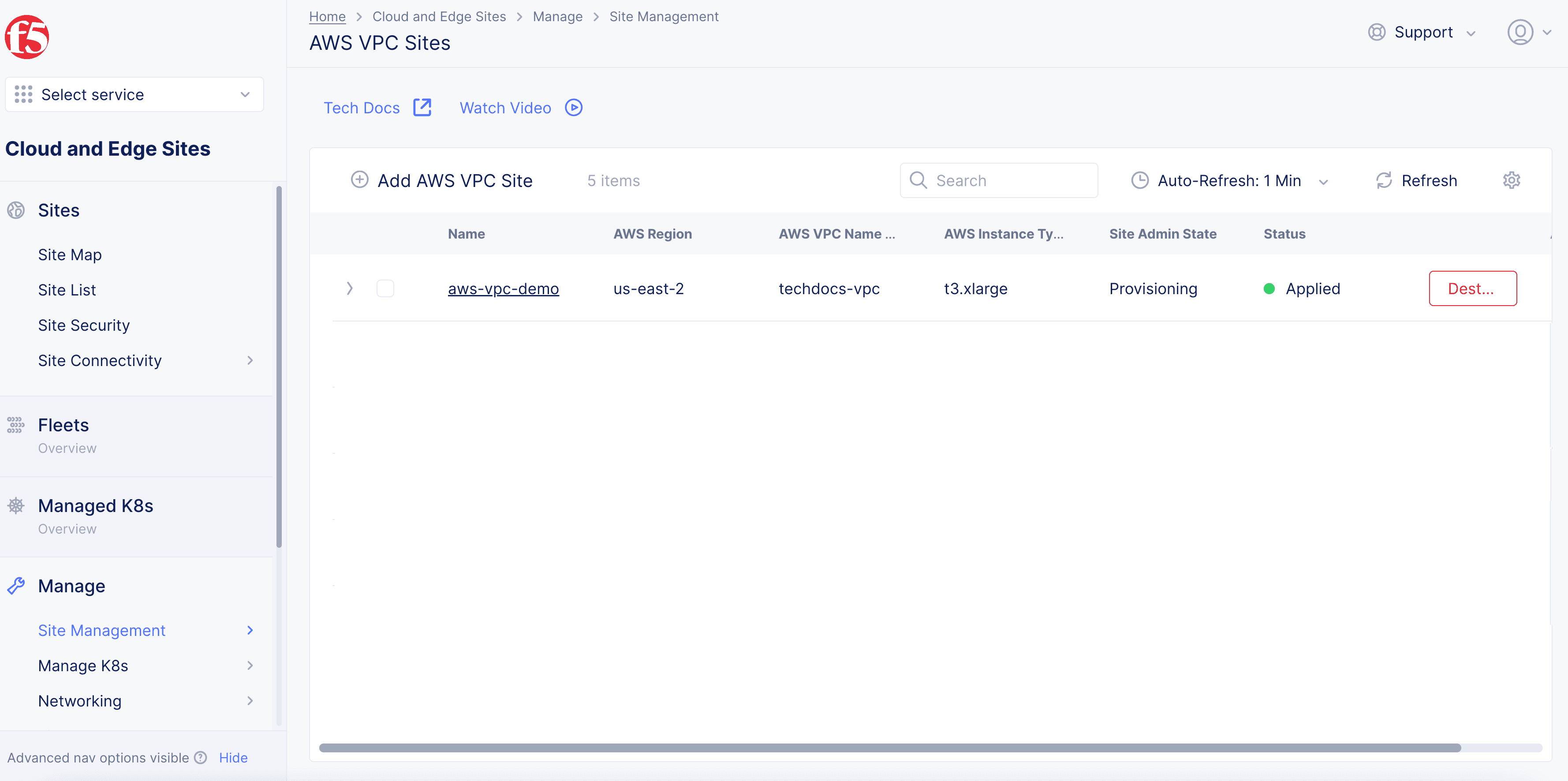 Figure: AWS VPC Object Applied