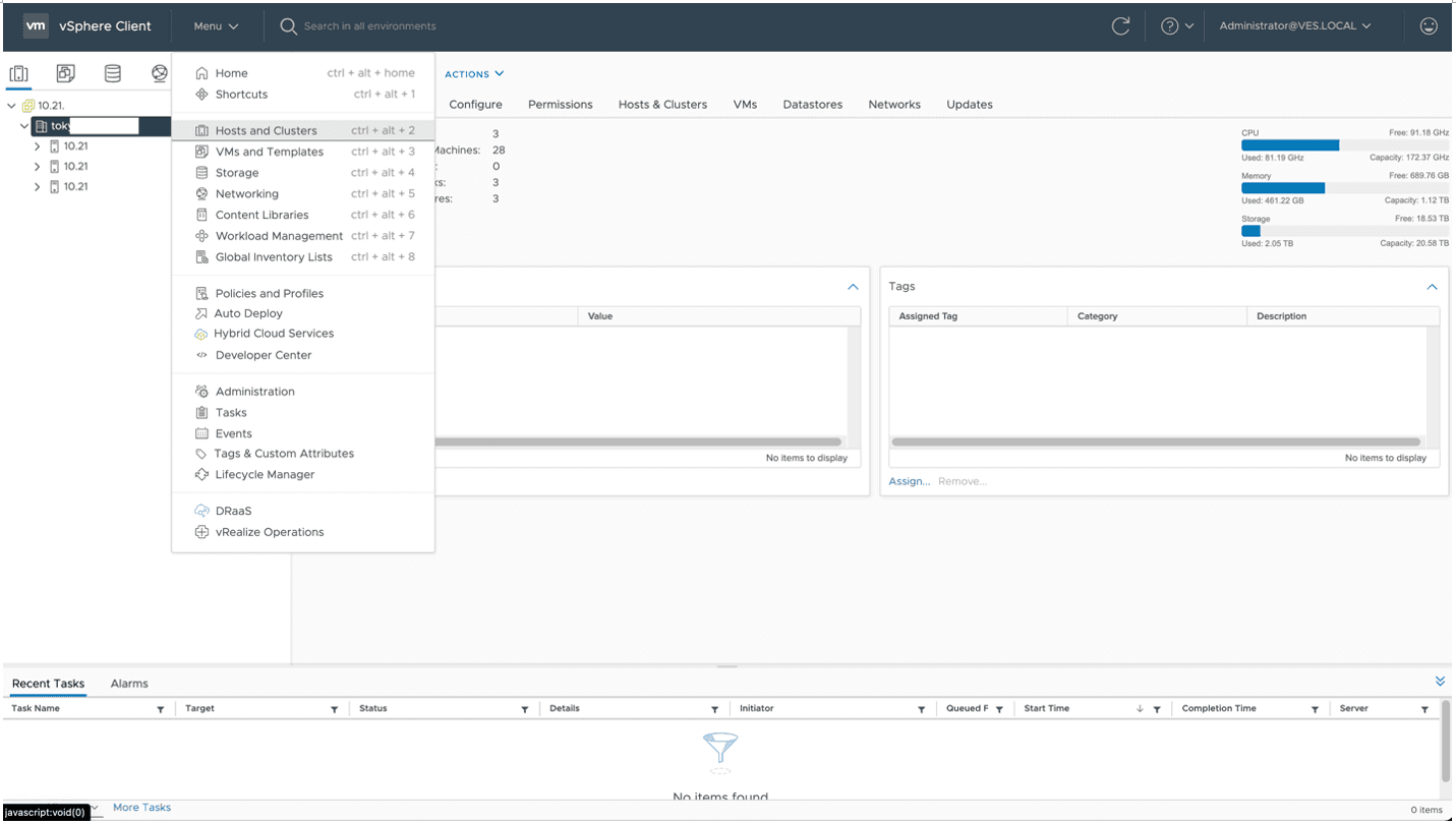 Figure: Hosts and Clusters