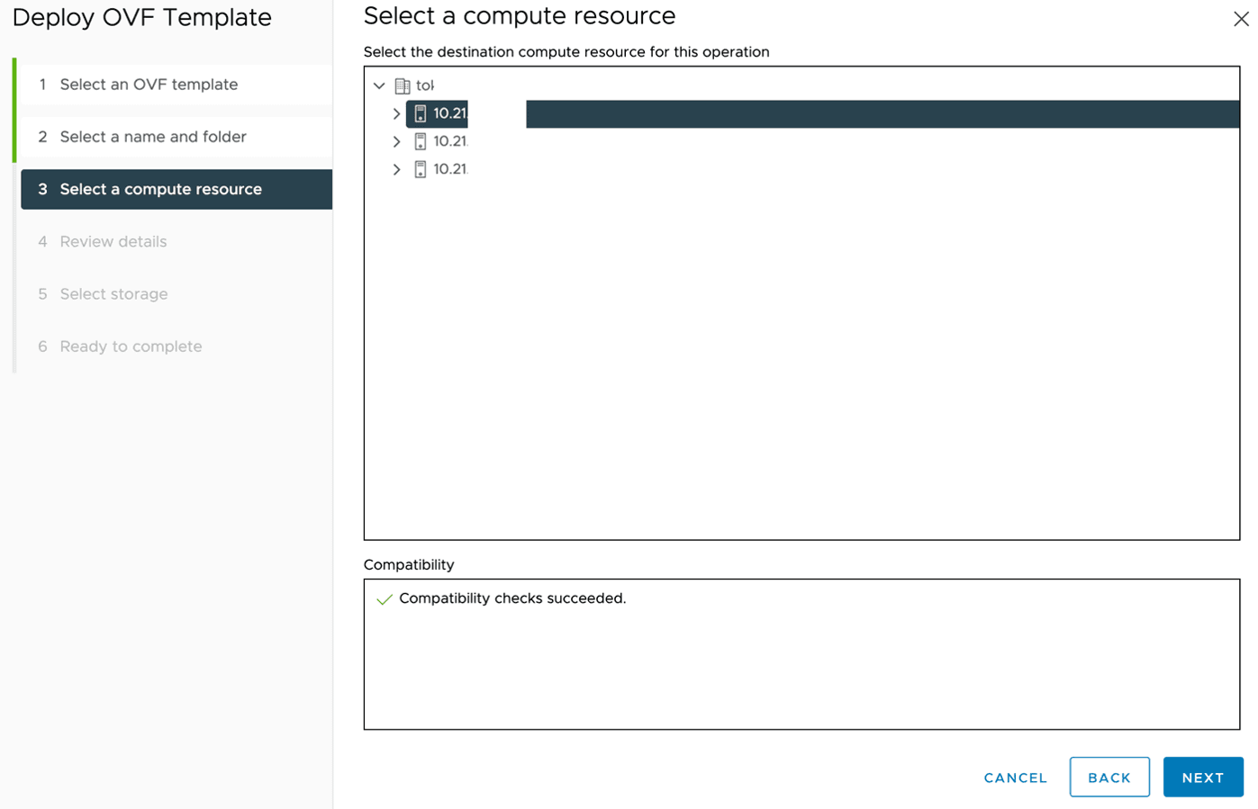 Figure: Select a compute resource page