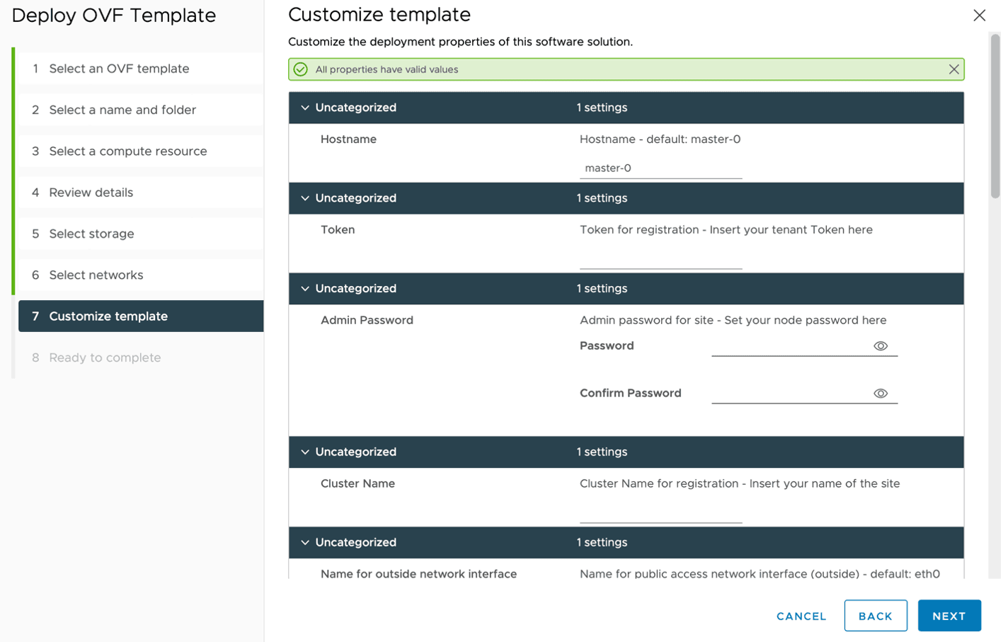 Figure: Customize template page