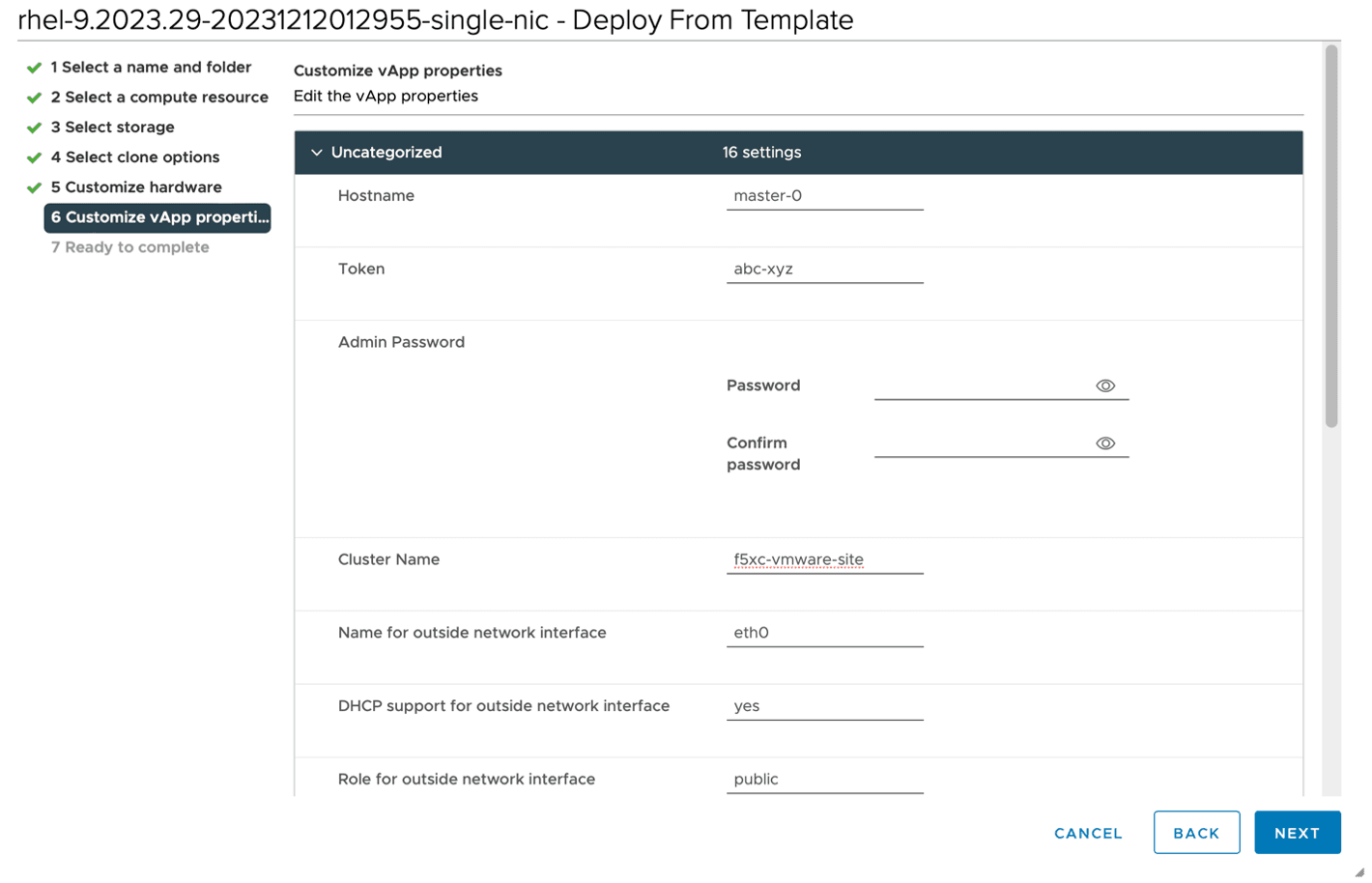 Figure: Customize vApp properties