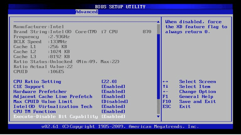 Figure: BIOS Menu