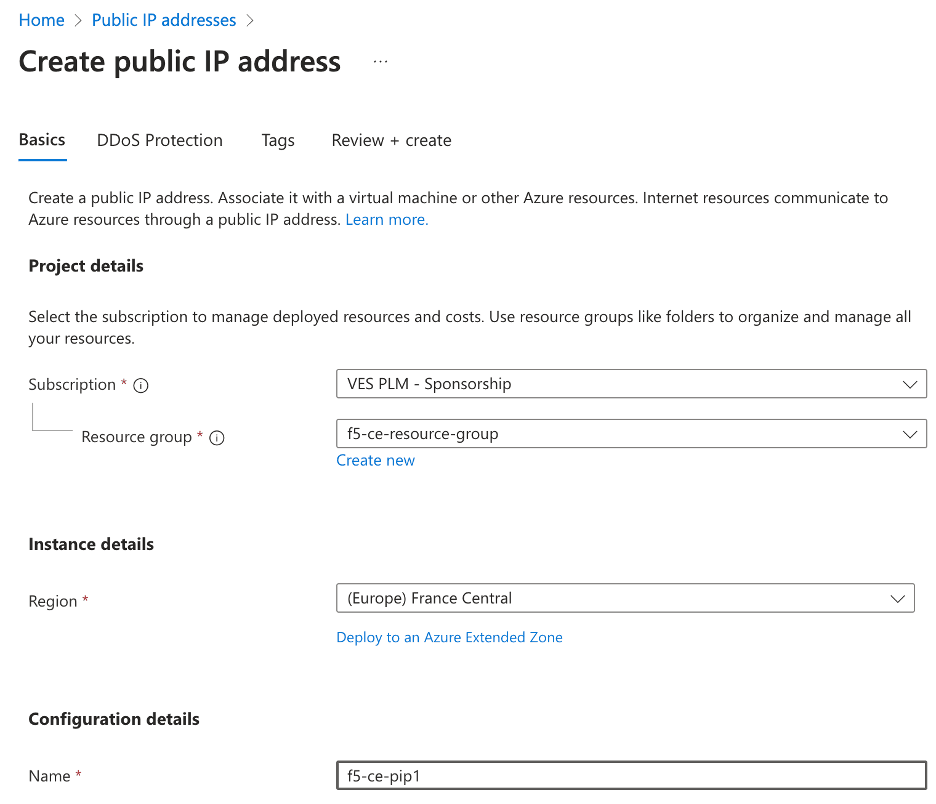 Figure: Create Public IP