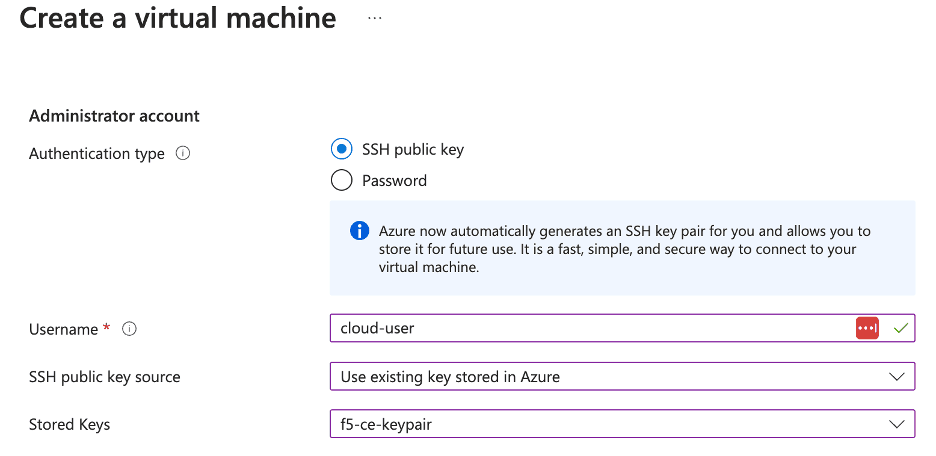 Figure: Configure VM Username