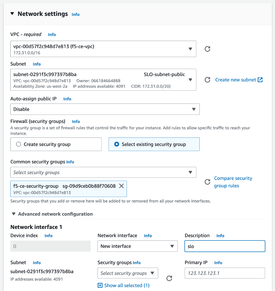 Figure: Configure Network Interface 1