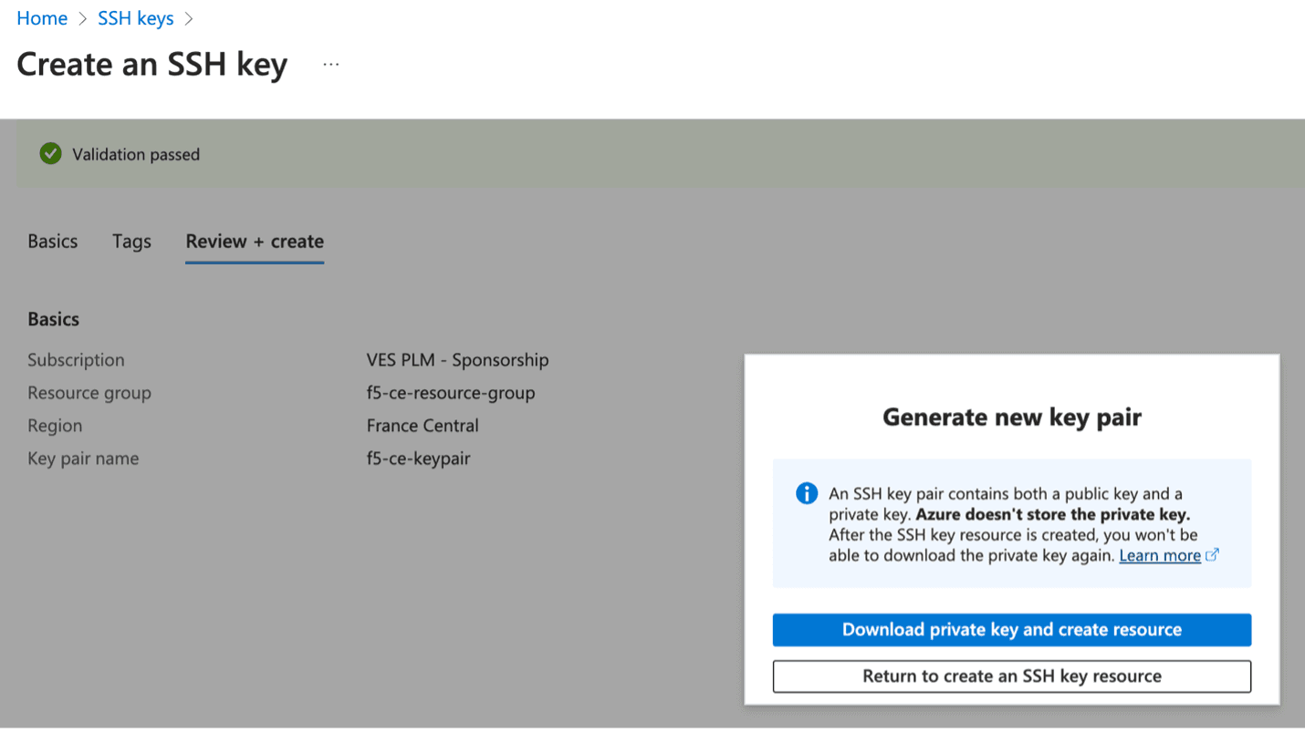 Figure: Download SSH Key Pairs