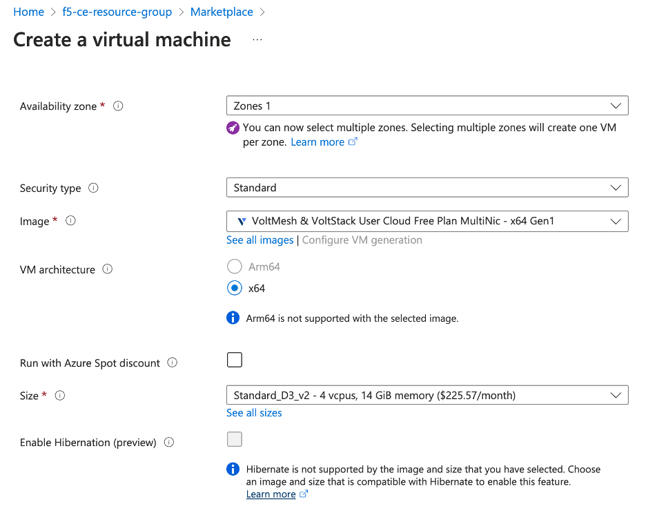 Figure: Configure VM Instance Type