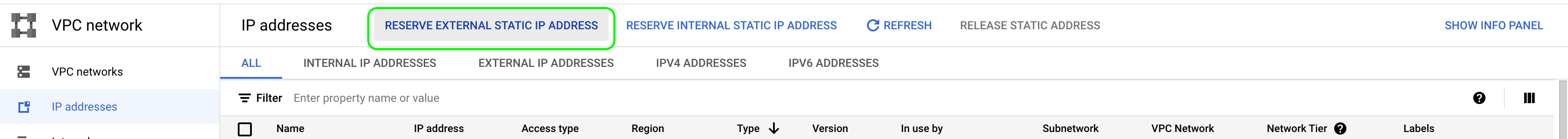 Figure: Reserve External IP Address