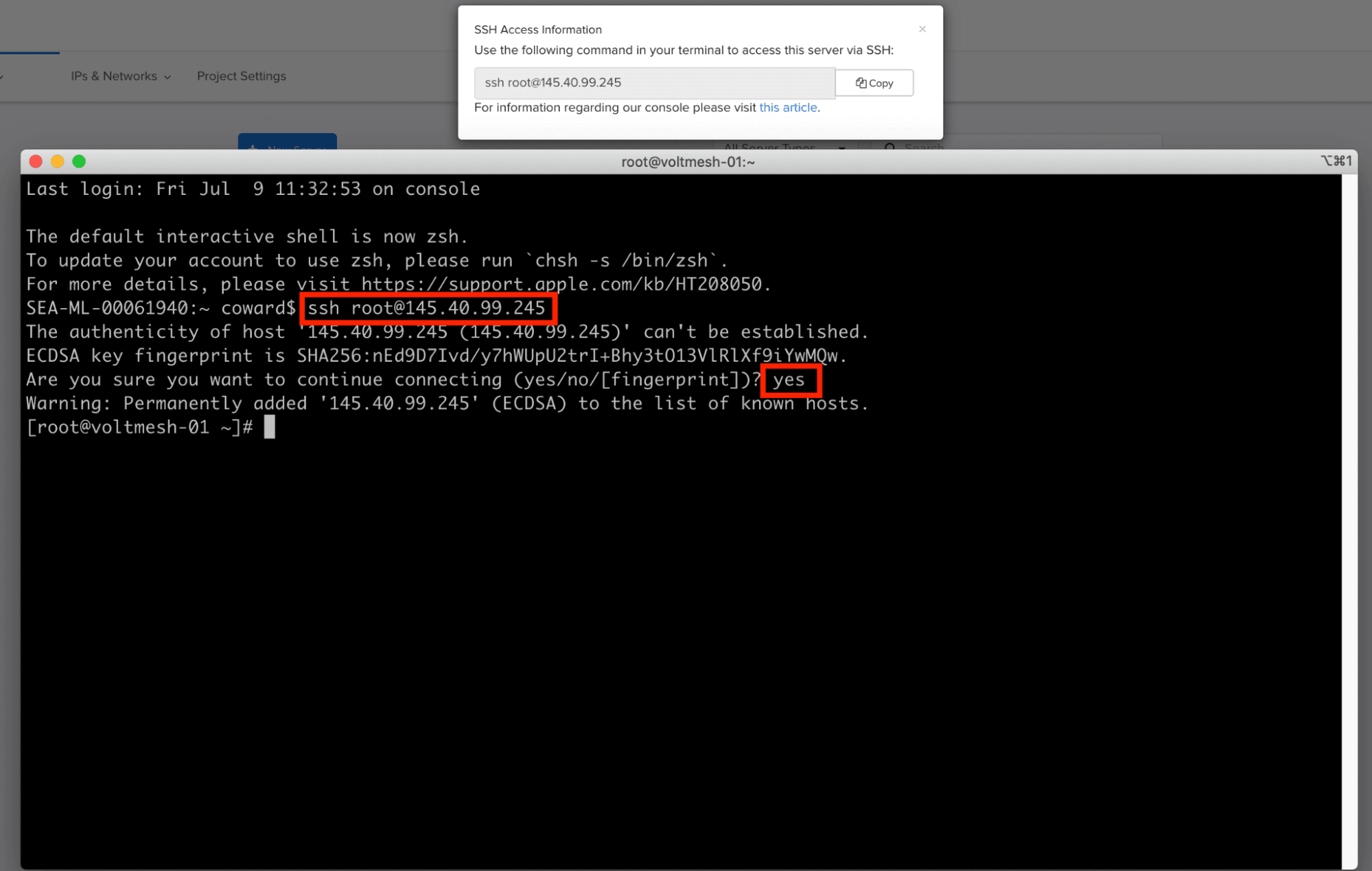 Figure: Connect to Instance Using SSH