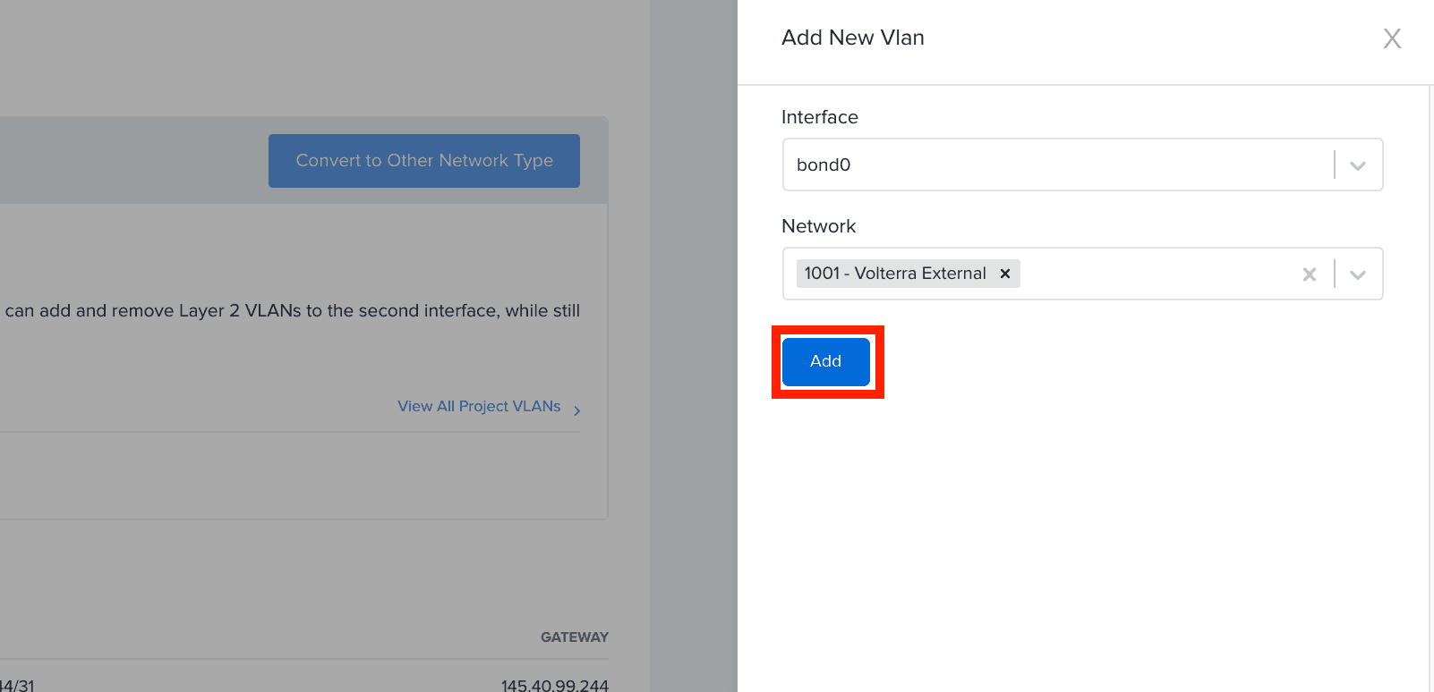 Figure: Add Second VLAN